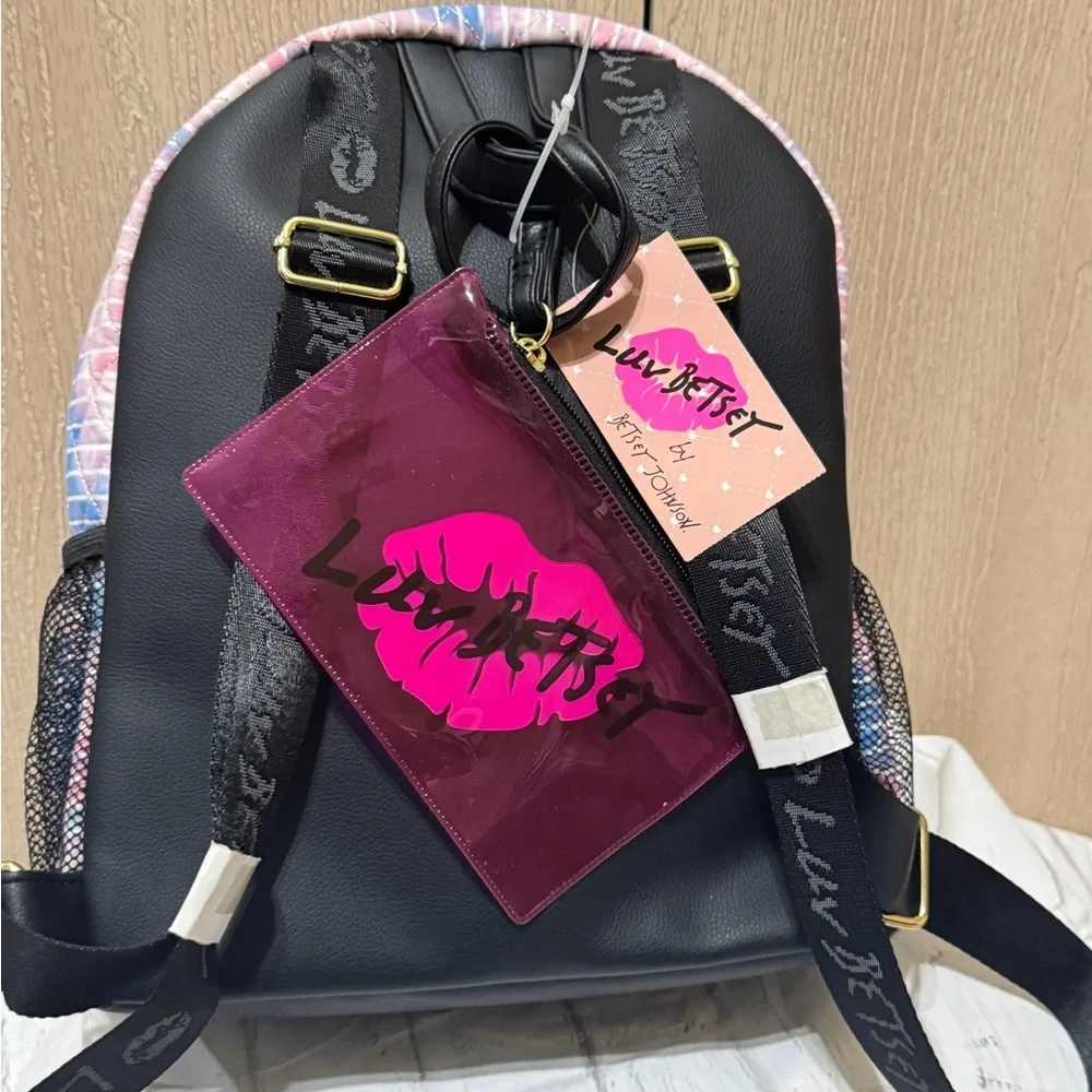 Betsey Johnson Colorful Heart Pattern Backpack